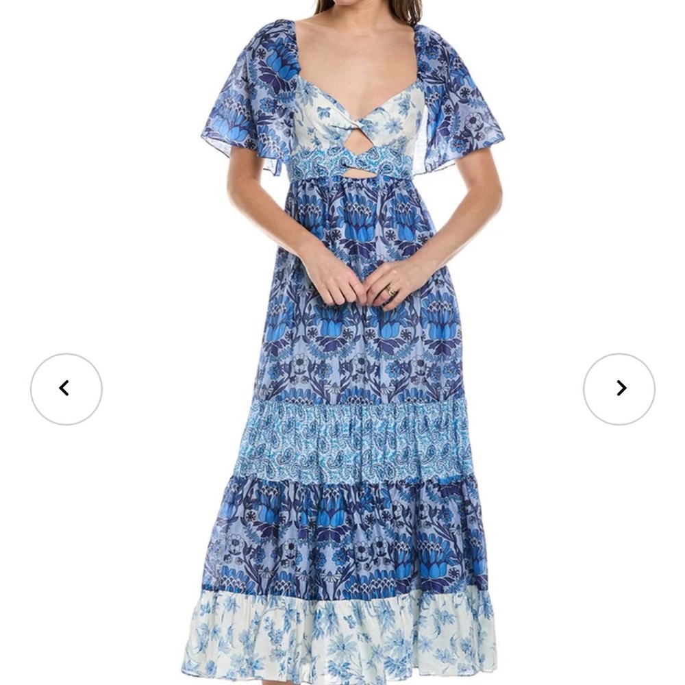 NWT Sandro Blue and White Patterned Maxi Dress